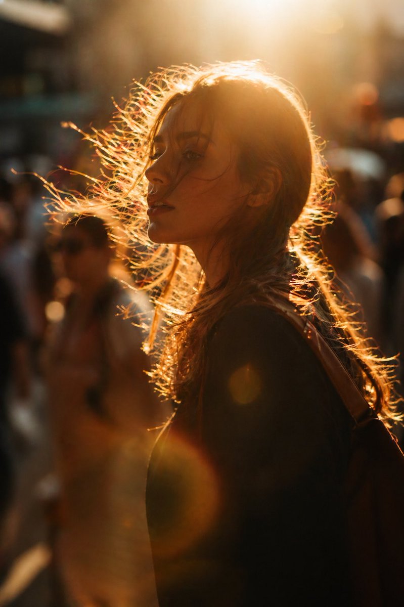 Golden hour editorial street portrait