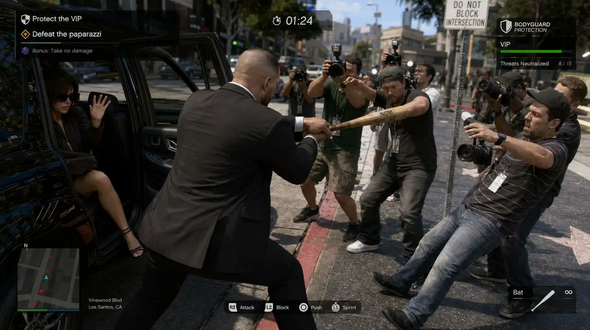 3D gaming scene with bodyguard