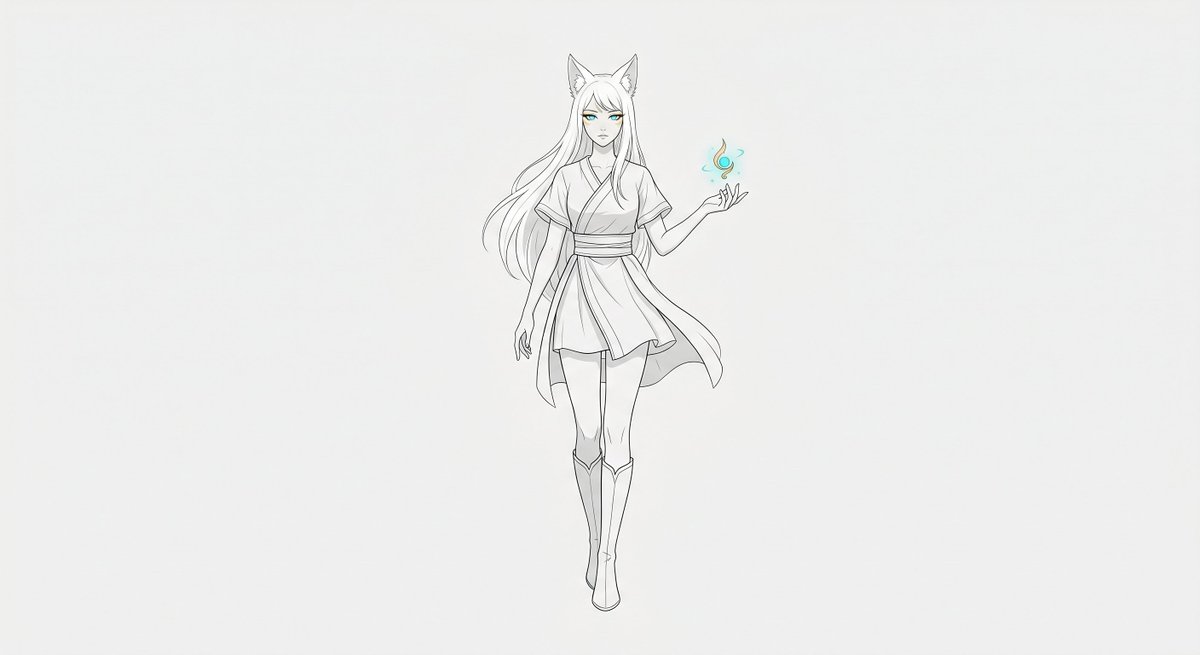 Minimal Fox Spirit Character Sketch