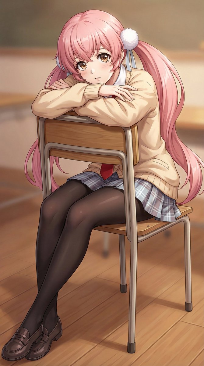 Anime Schoolgirl Hugging Chair