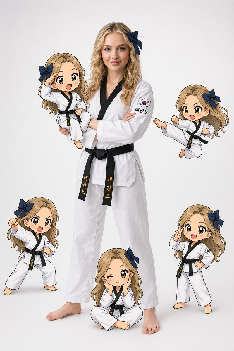 Taekwondo Woman and Chibi Versions