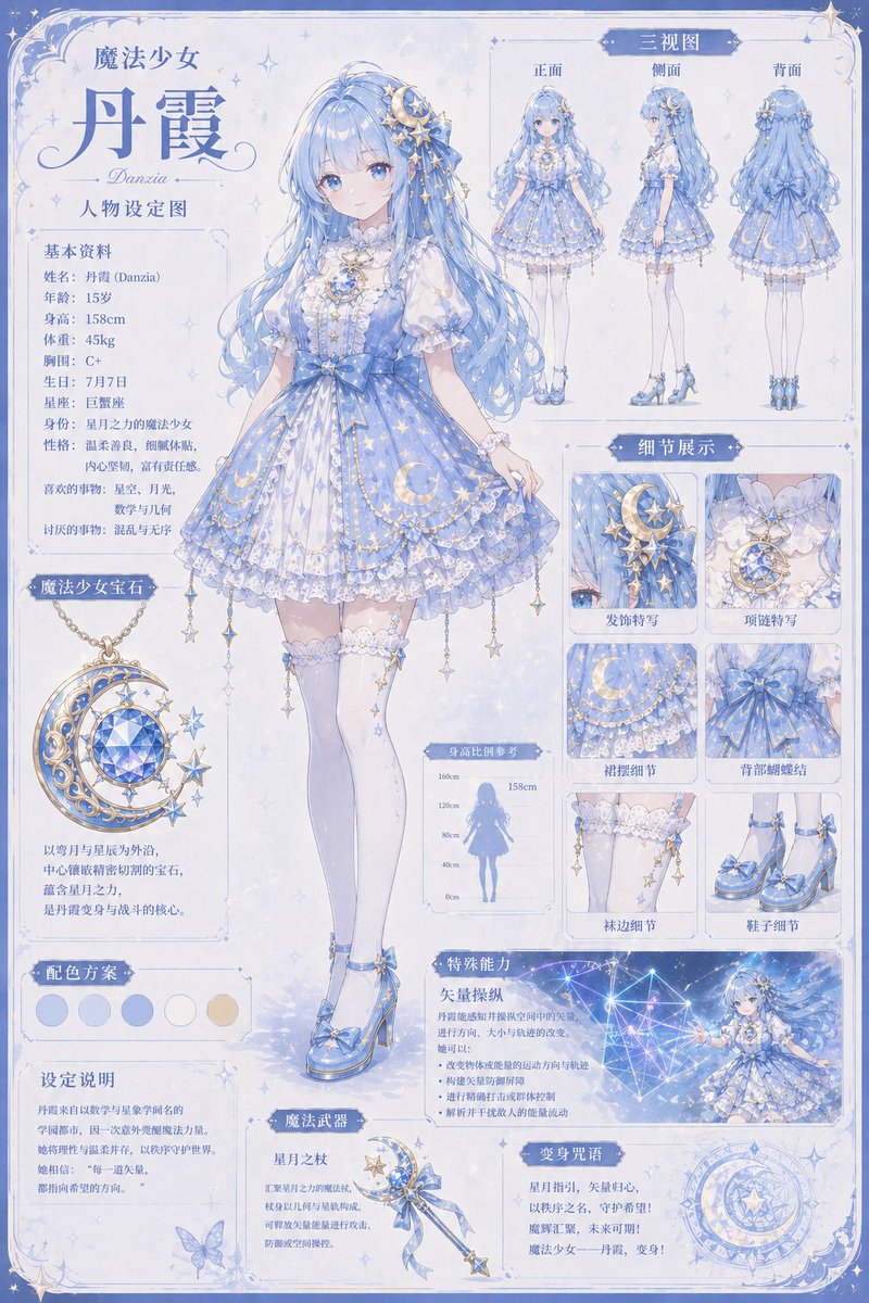 Celestial Magical Girl Reference Sheet