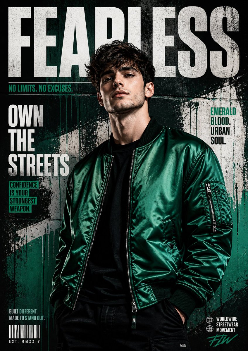 Street Fashion Emerald Bomber Poster