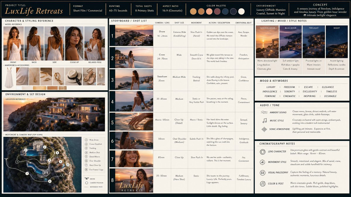 Cinematic Storyboard Production Board
