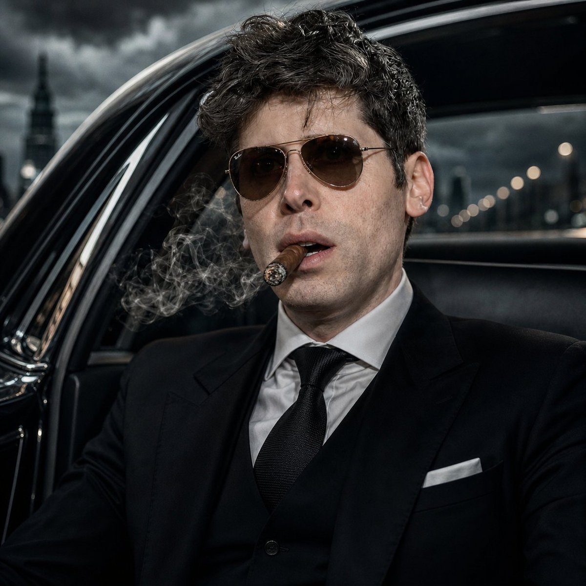 Noir Mafia Boss Car Portrait