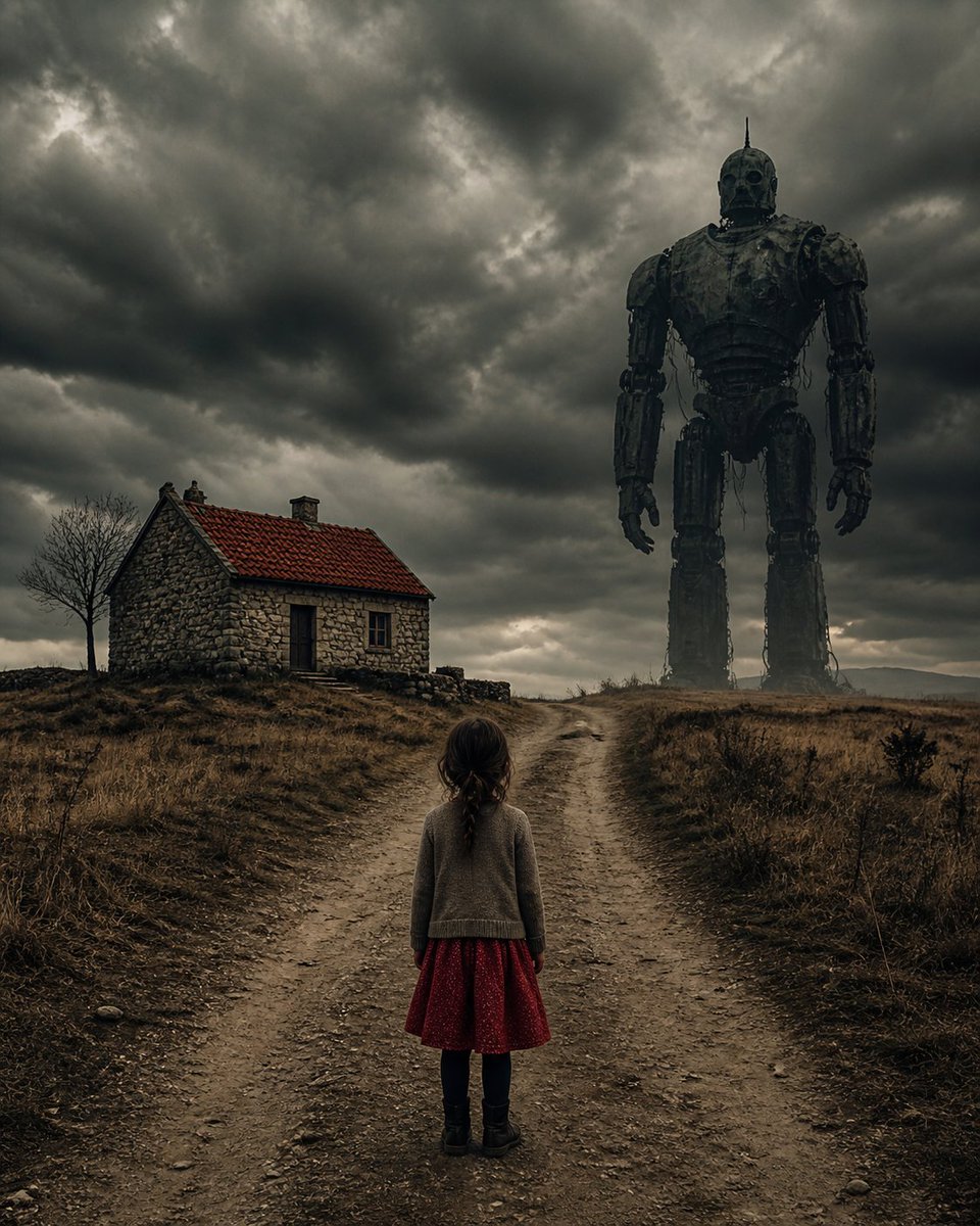 Girl Facing a Giant Robot