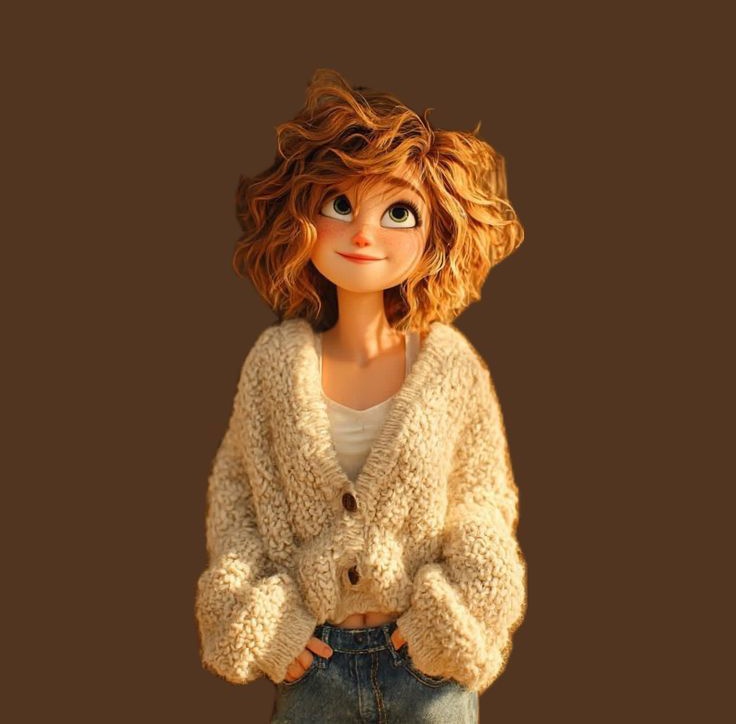 Pixar Style Curly Haired Girl