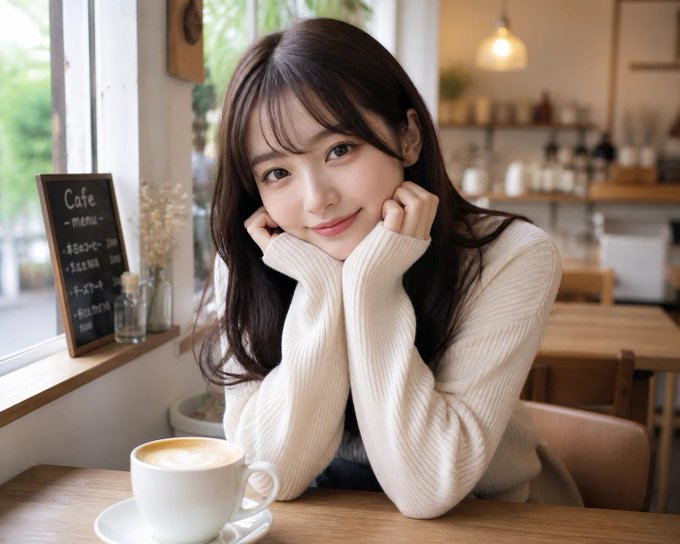Japanese Woman in Cafe