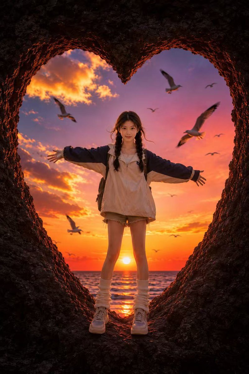 Heart-Shaped Sunset Cave Portrait