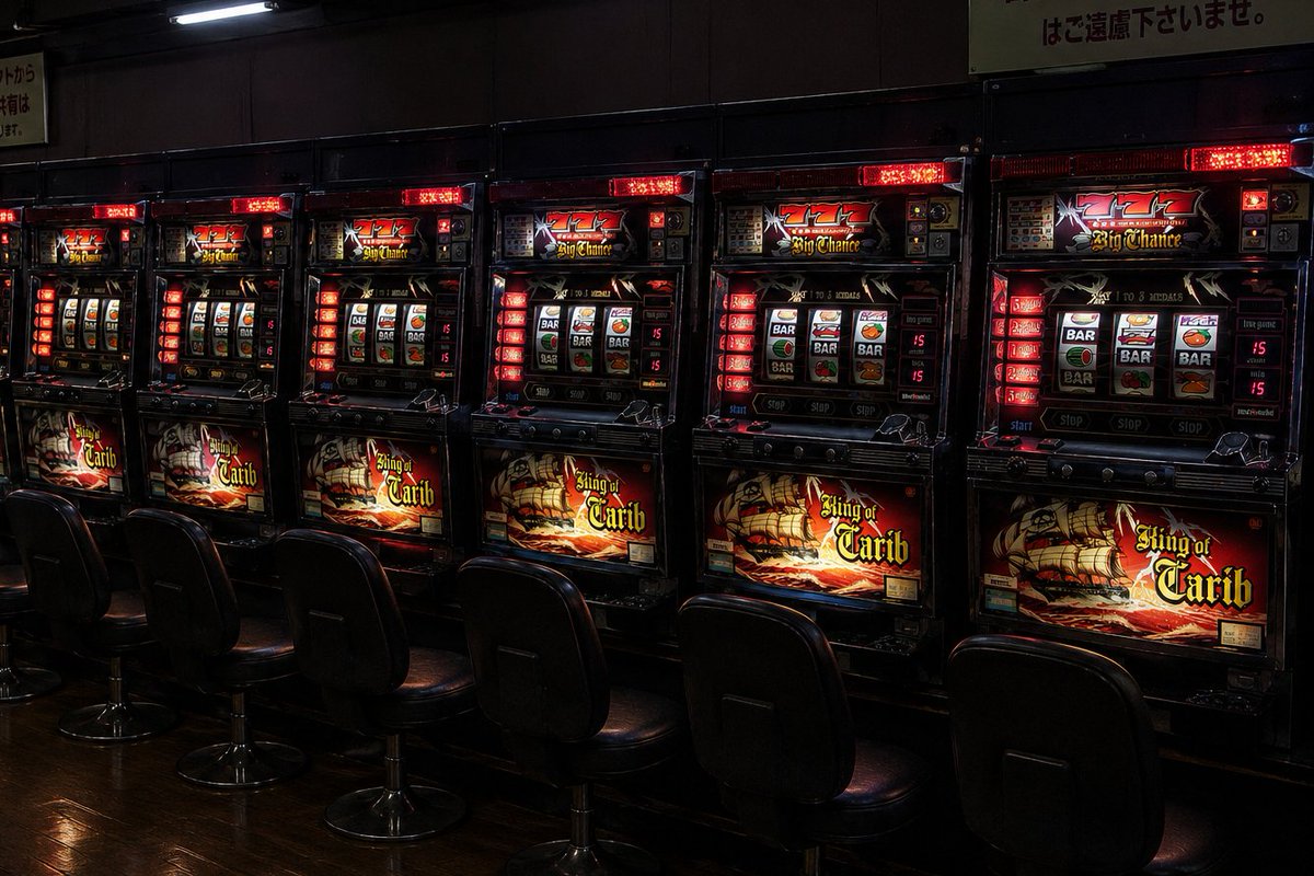 Empty Japanese Pachislot Parlor Row