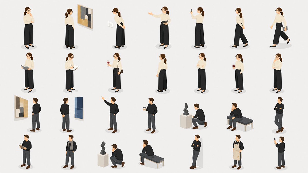 Isometric Gallery People Set