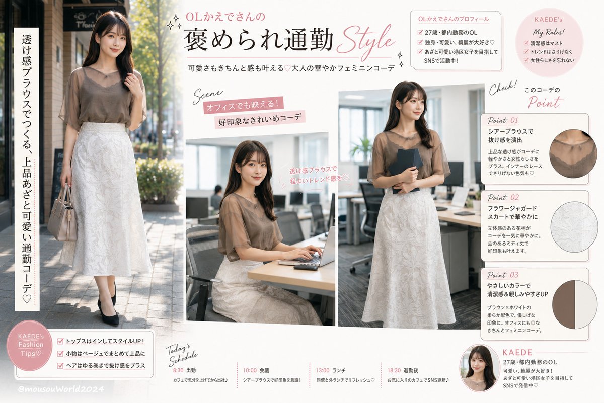 Japanese Office Outfit Magazine Spread
