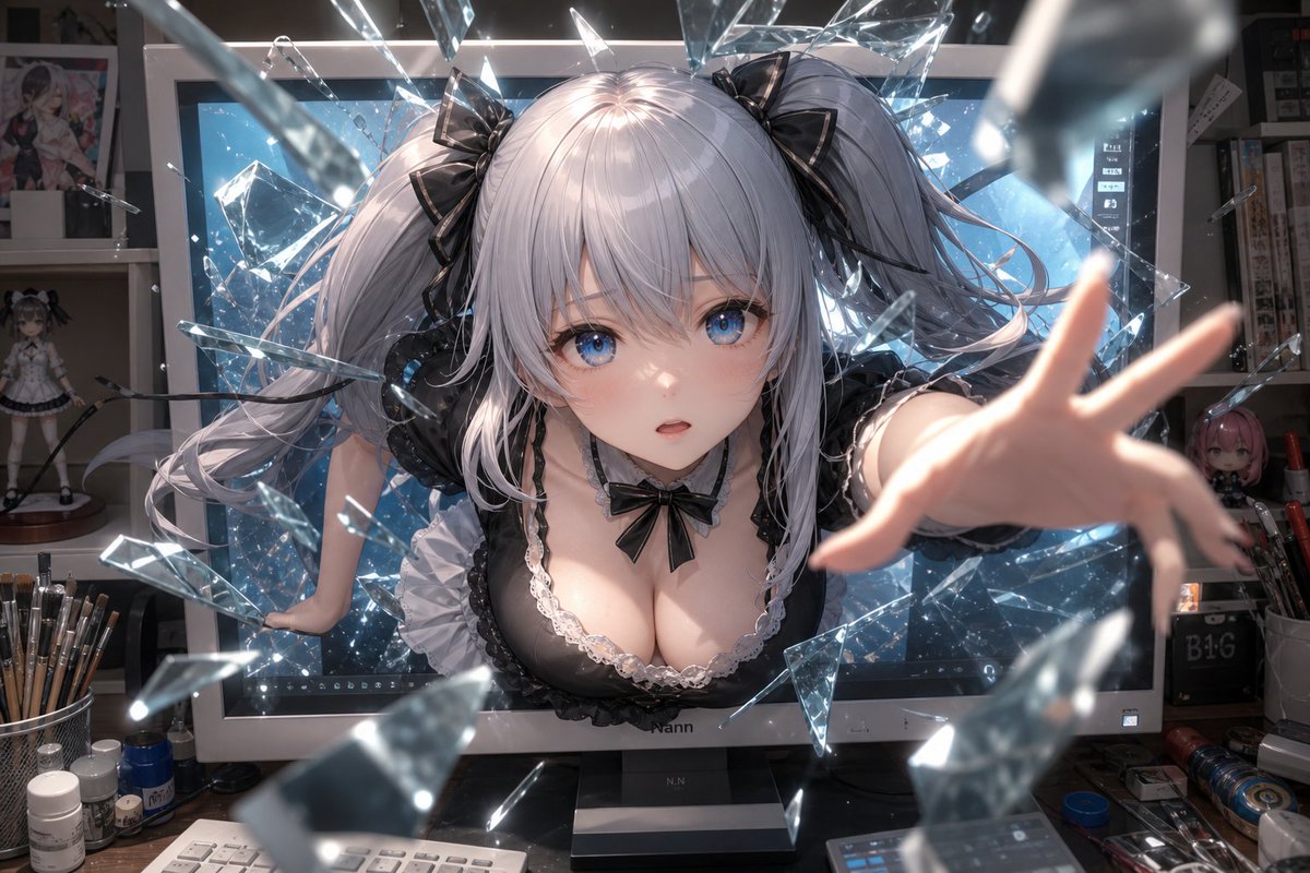 Anime Girl Breaking Out of Monitor