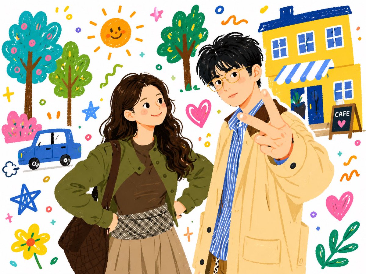 Doodle Couple Diary Illustration