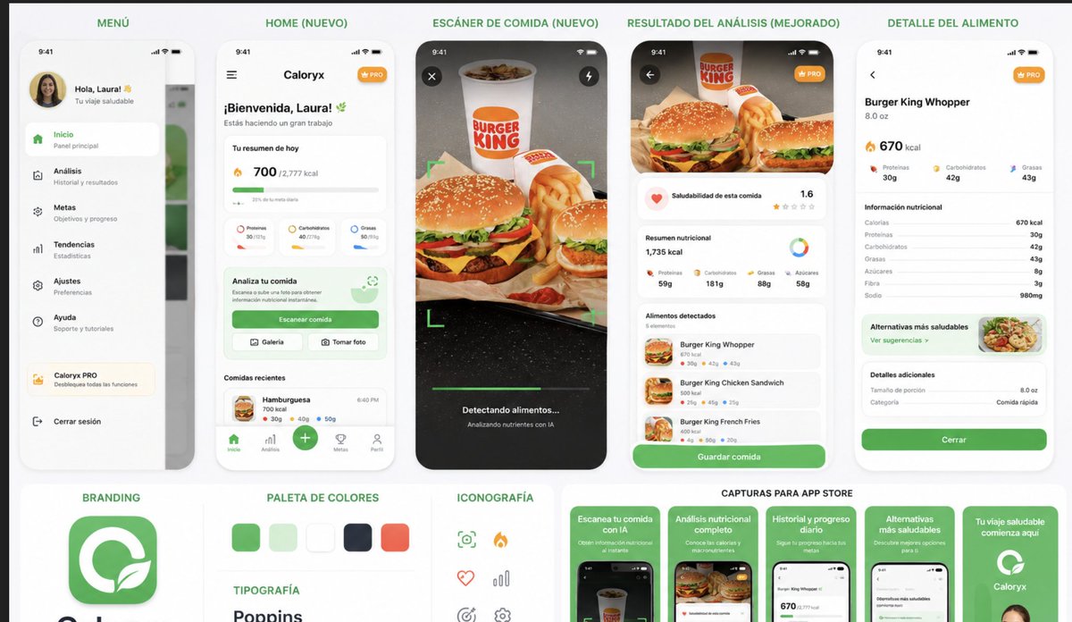 Caloryx Nutrition App Prototype Board