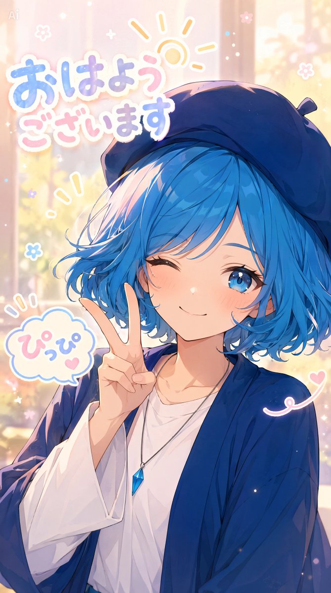 Pastel Anime Morning Greeting Portrait