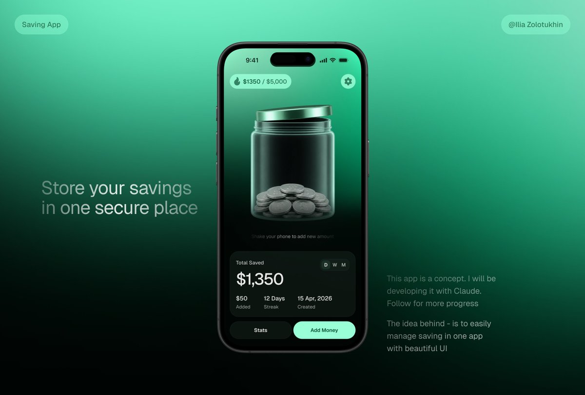 3D Savings App Jar UI Mockup