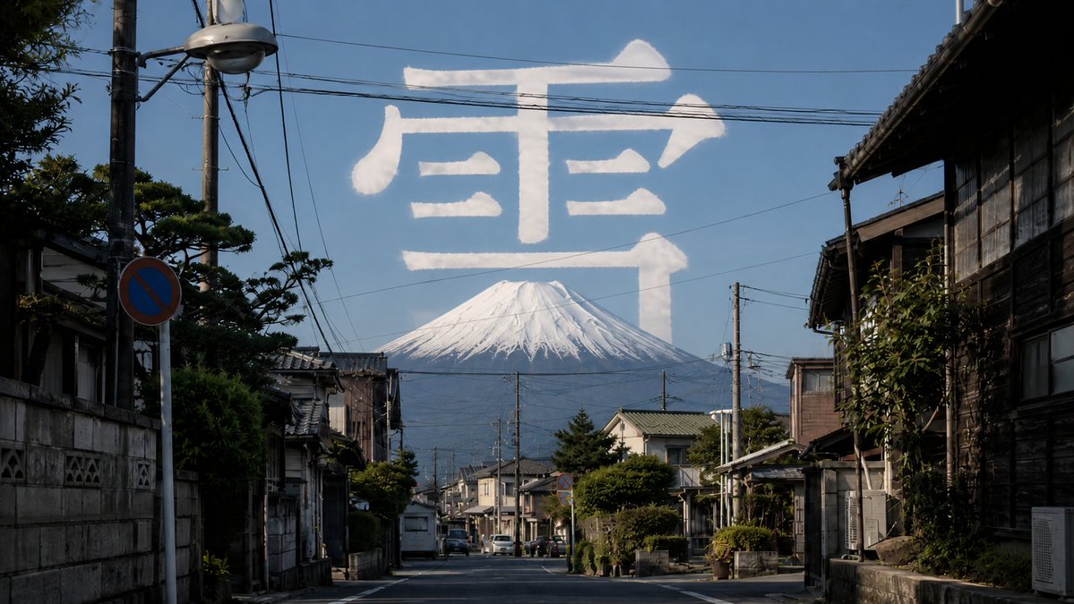 Mount Fuji Street With Cloud Kanji