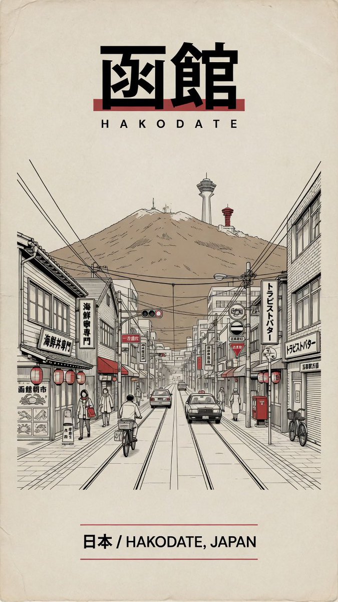 Vintage Hakodate Travel Poster