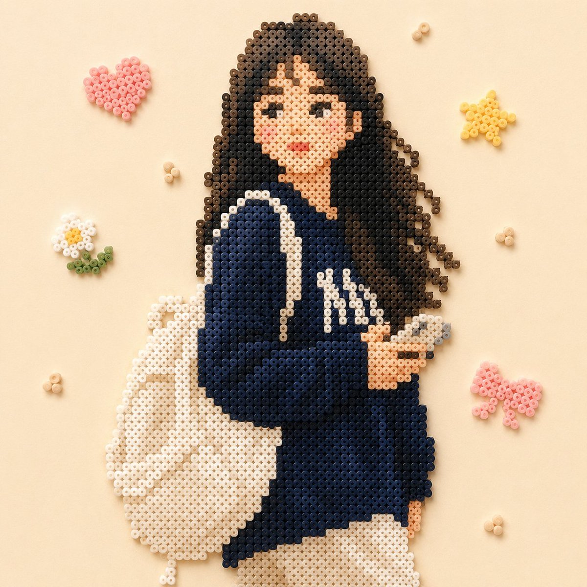 Perler Bead Style Character Illustration