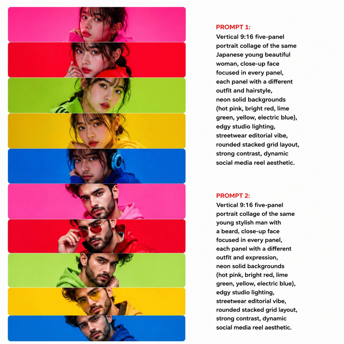 Neon Multi-Panel Fashion Collage