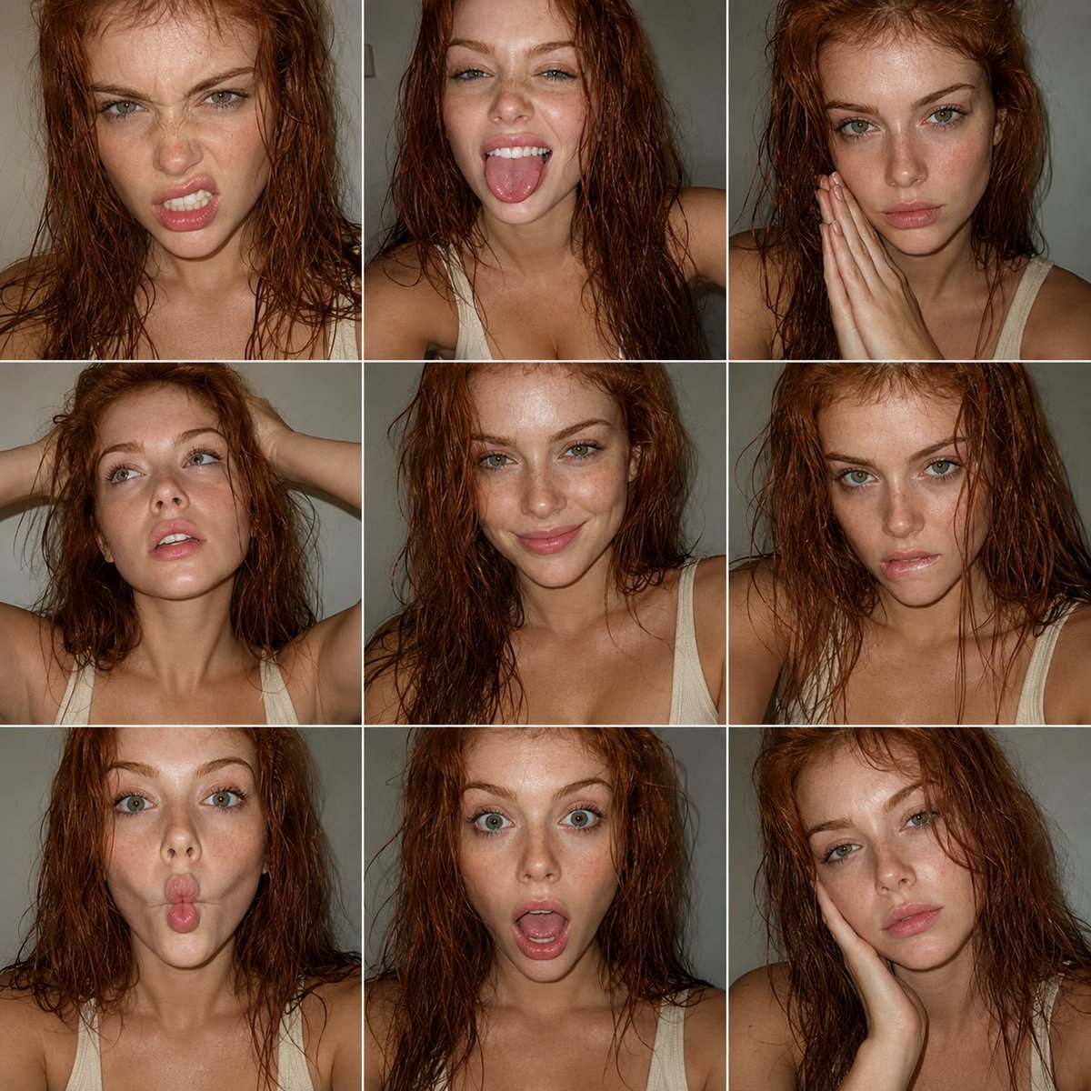 3x3 Redhead Portrait Contact Sheet