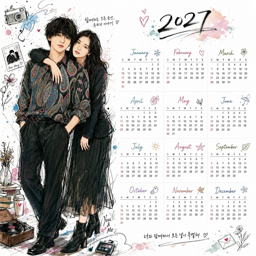 Korean Style Illustrated Desktop Calendar