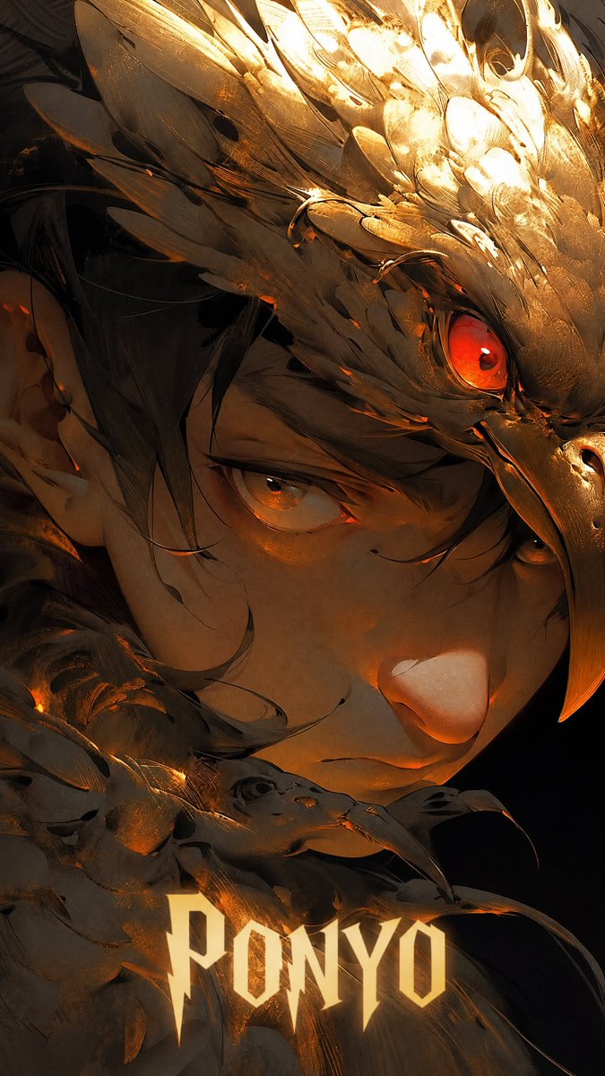 Dark Fantasy Bird-Armor Anime Poster