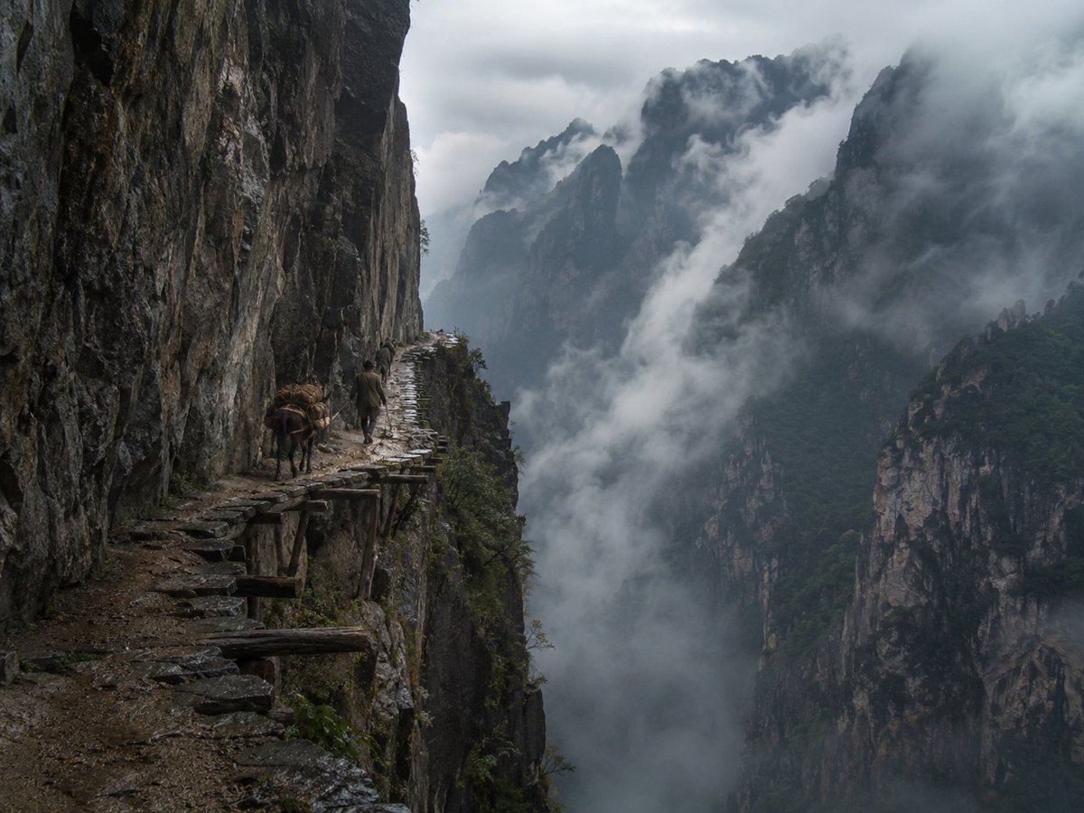 Misty Cliff Plank Road Photograph