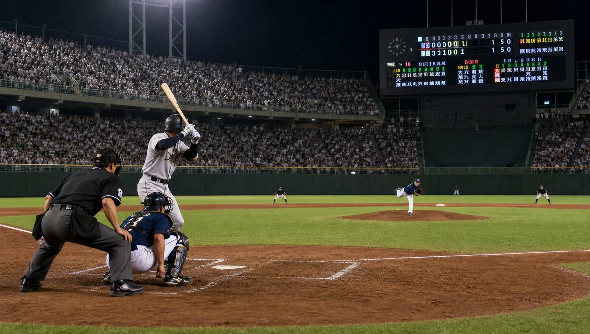 Night Baseball Stadium Pitch