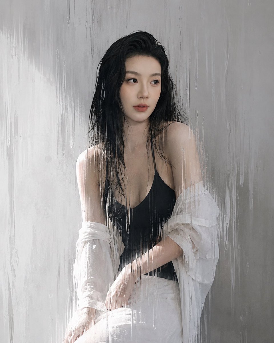 Rain Glass Fashion Portrait