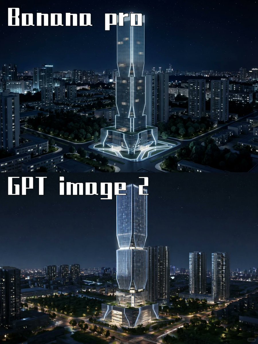 Night Skyscraper AI Model Comparison