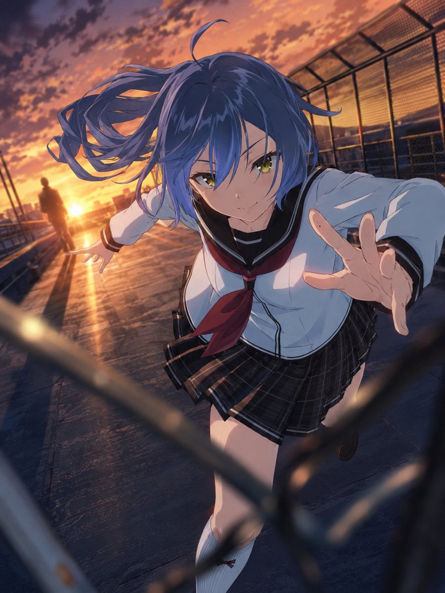 Dynamic Anime Rooftop Action Scene
