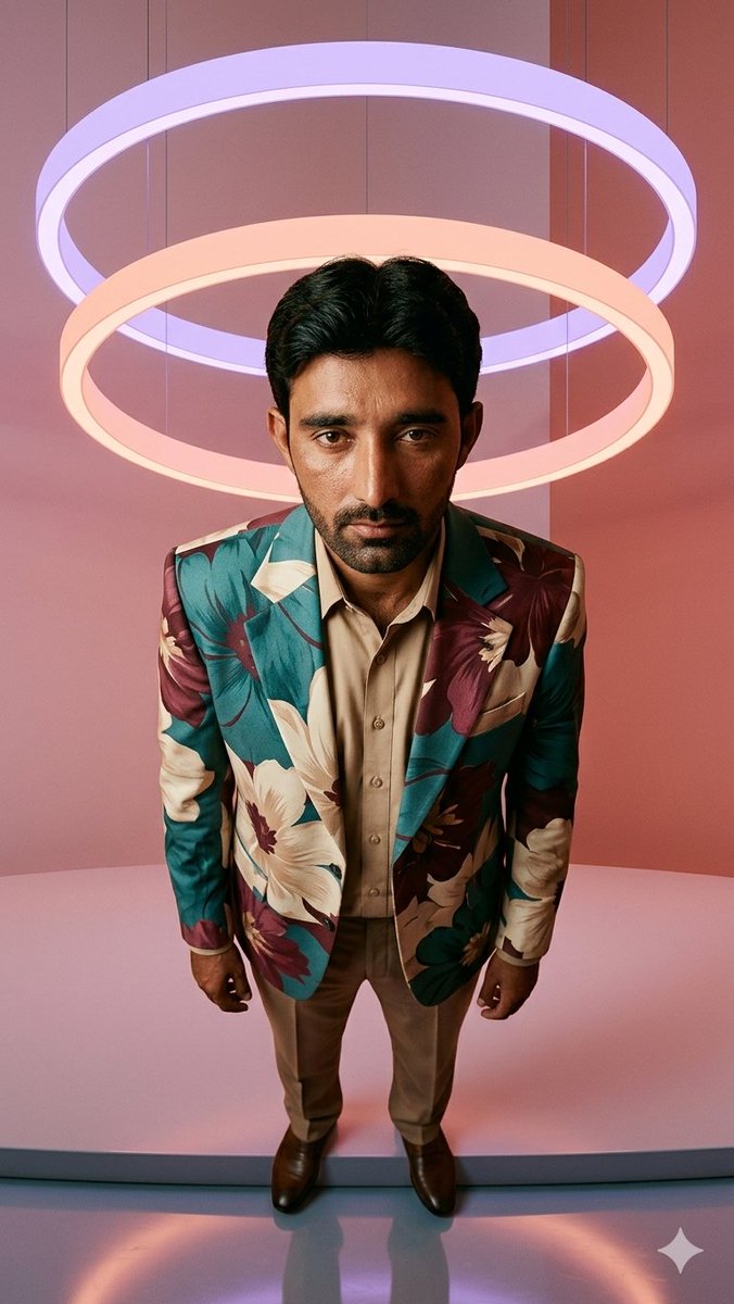 Low-Angle Fashion Portrait with Light Rings