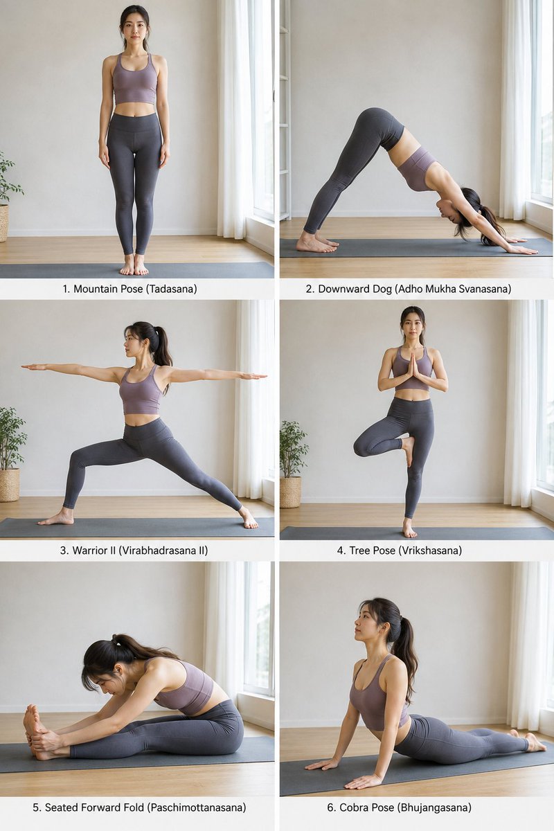 Yoga Pose Instructional Grid