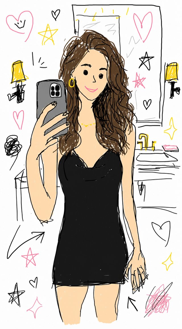Crude Doodle Mirror Selfie