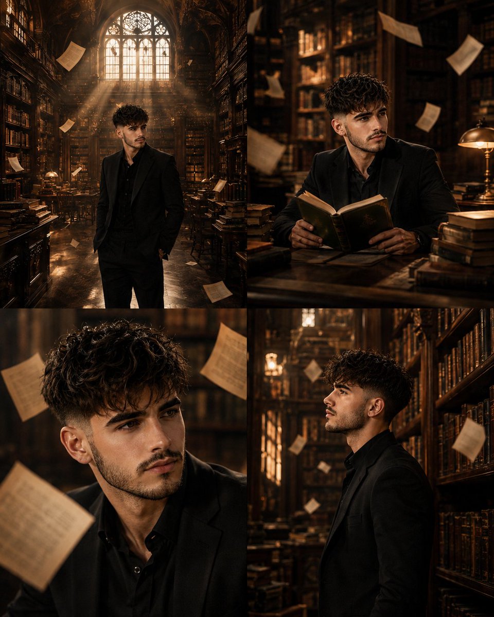 Surreal Library Multi-Angle Portrait