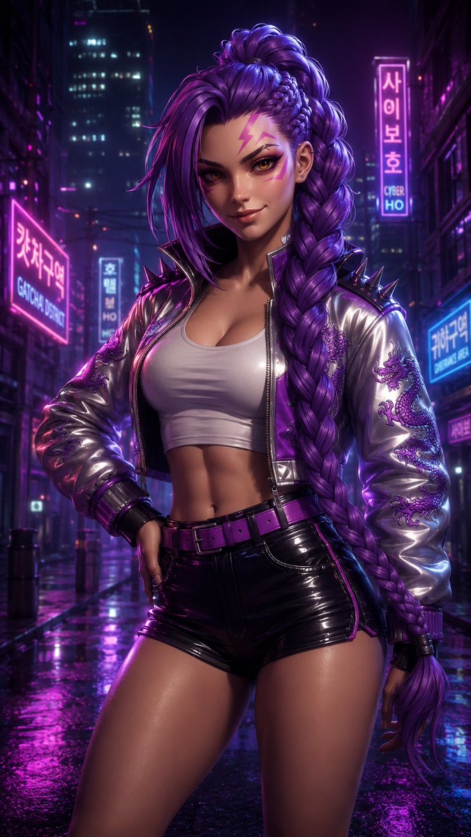 Cyberpunk Purple Braid Portrait