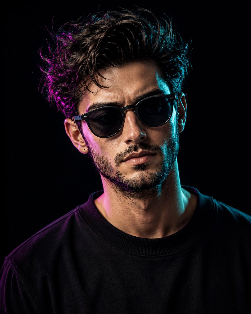 Cinematic Dual-Tone Studio Portrait