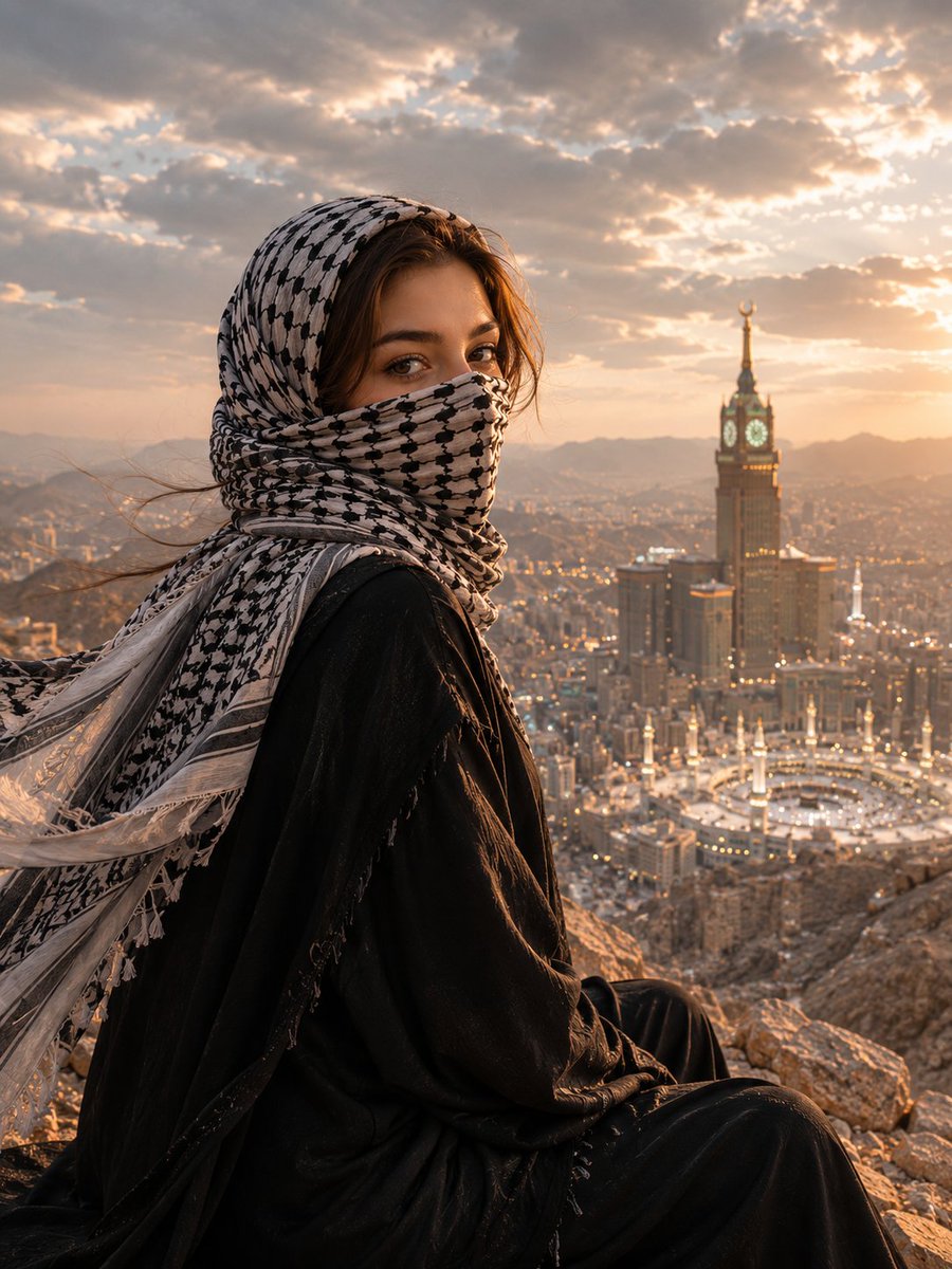 Muslim Woman Overlooking Mecca