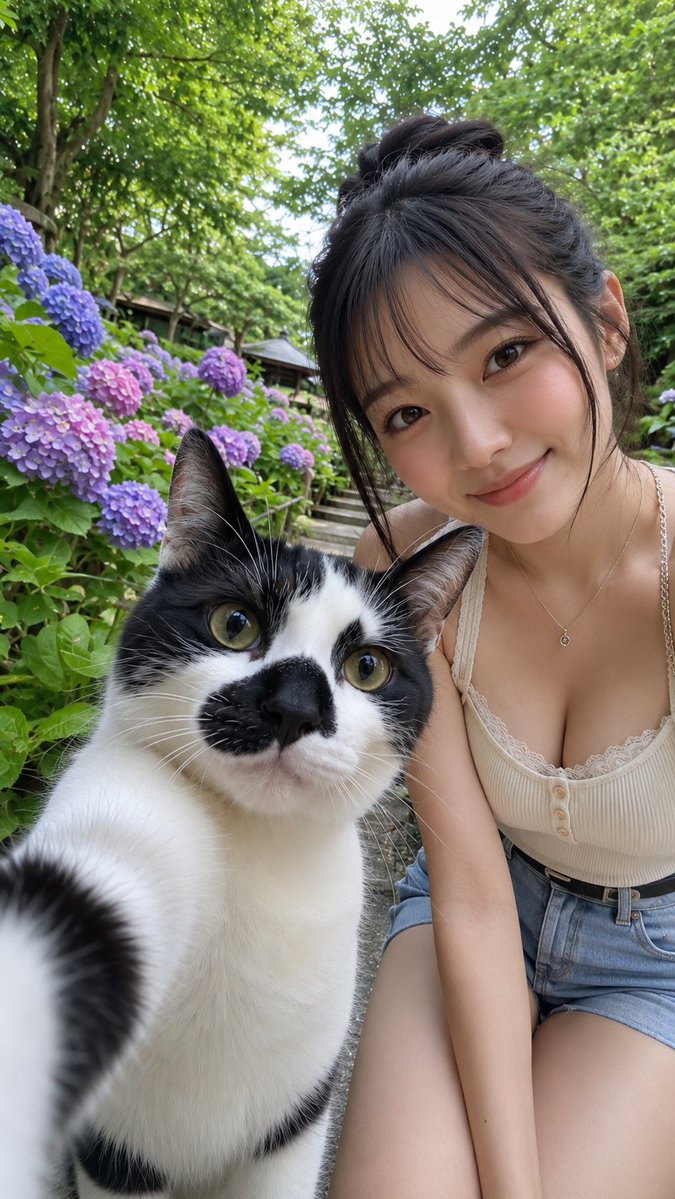 Japanese Style Selfie with Cat