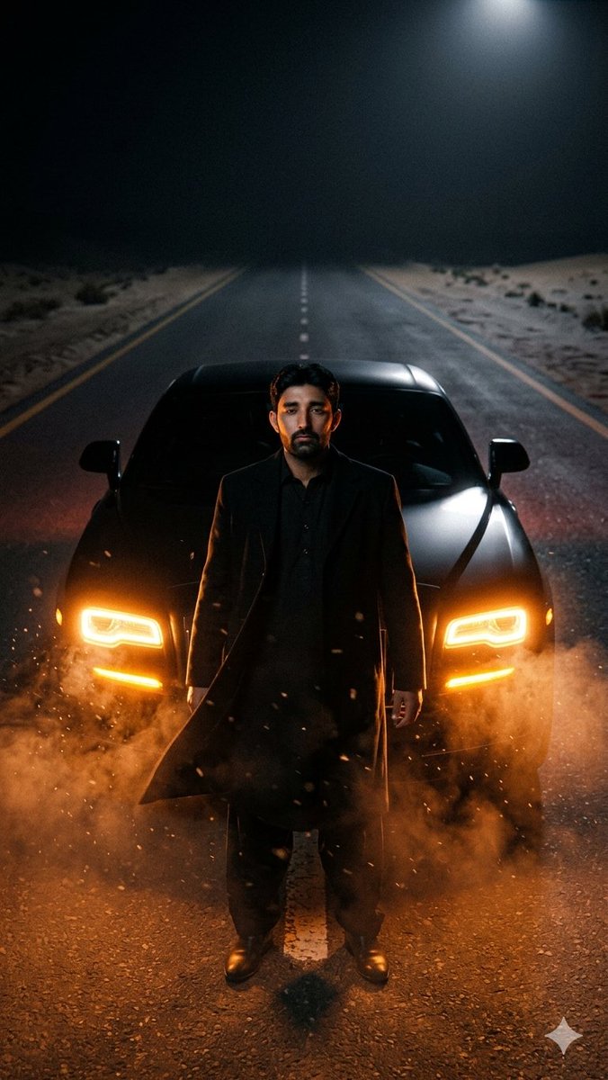 Cinematic Desert Highway Car Portrait