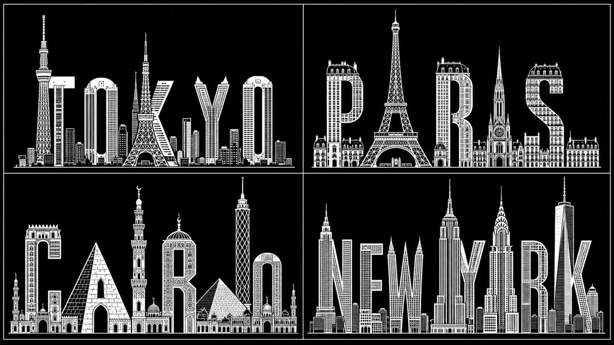 Typography City Skyline Silhouette