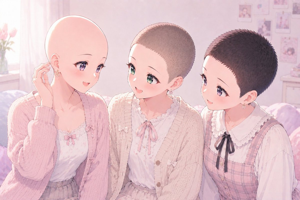 Pastel Buzz Cut Girls Portrait