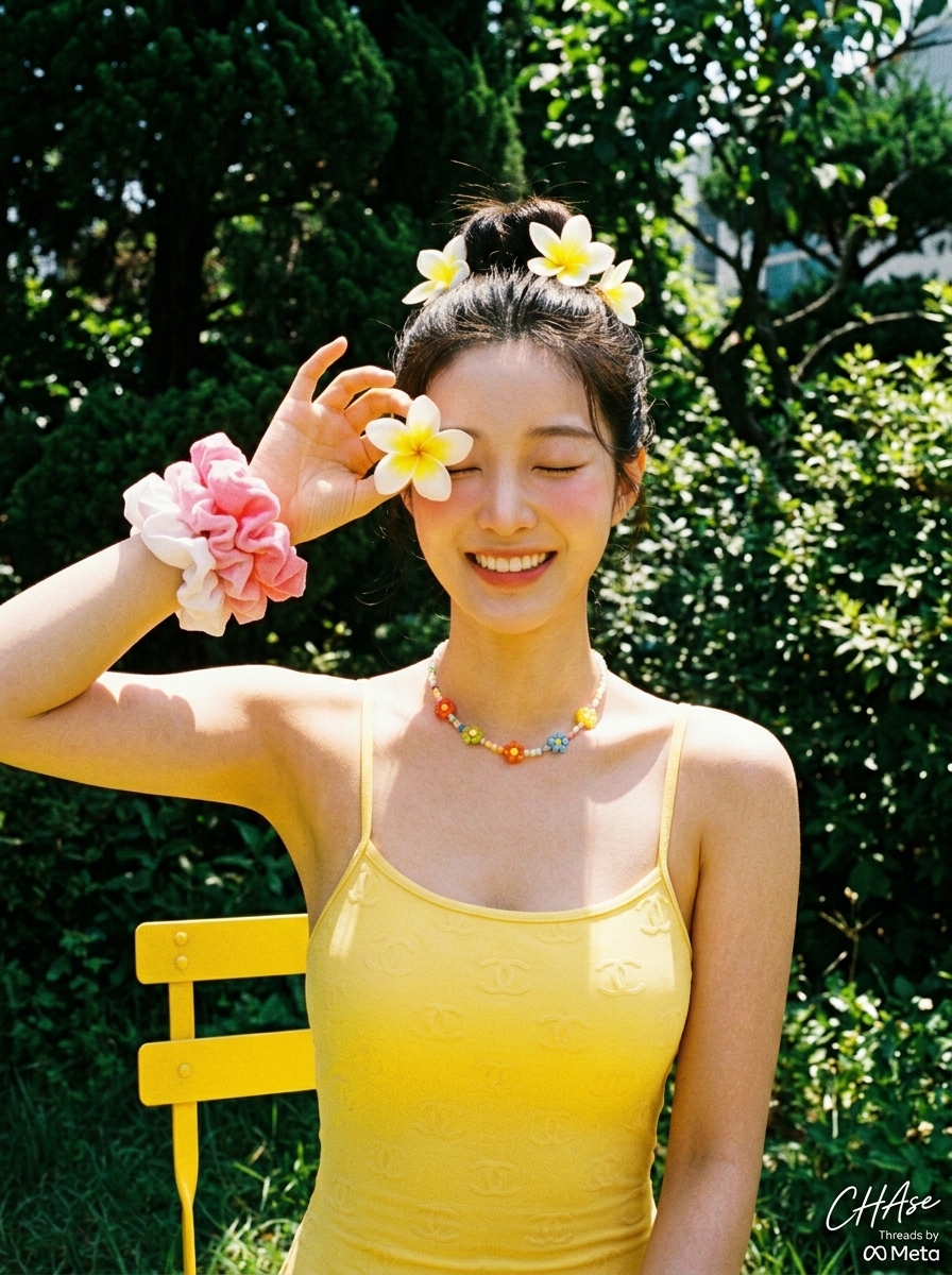 Retro Summer Plumeria Vacation Portrait