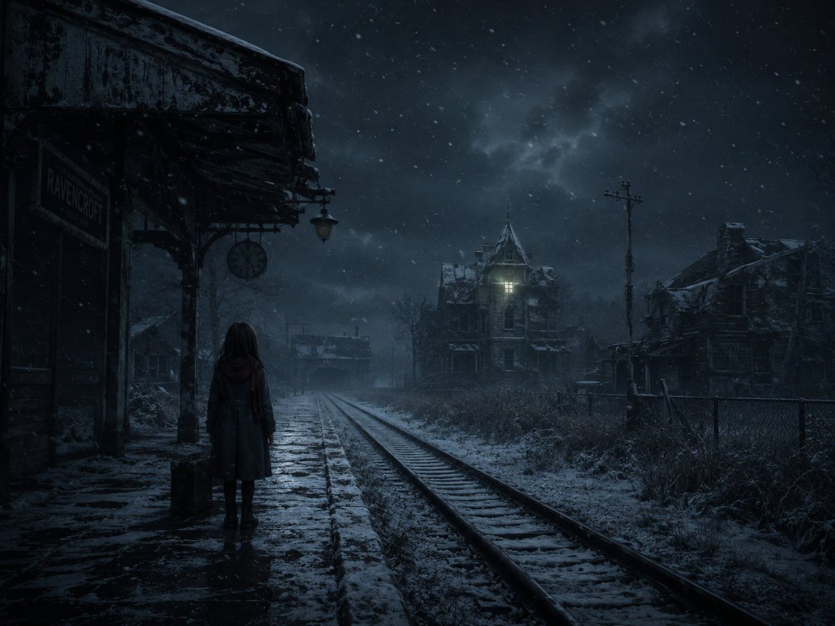 Snowy Gothic Abandoned Railway Station