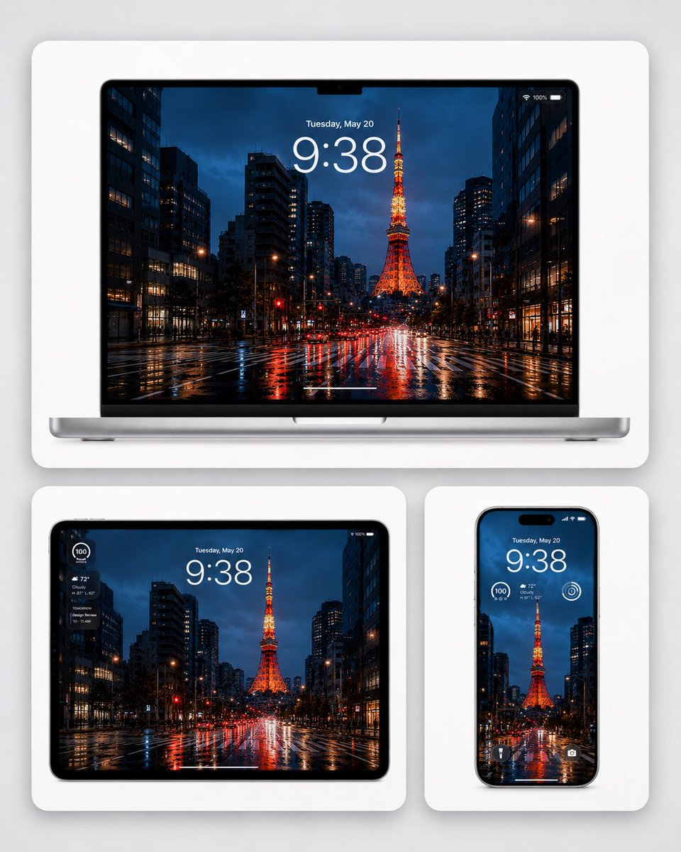Rainy Tokyo Tower Device Mockup