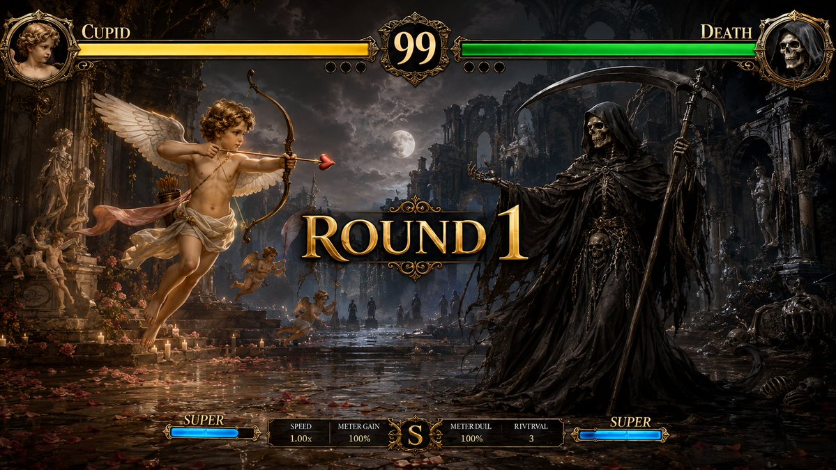 Mythological Fighting Game Versus Screen