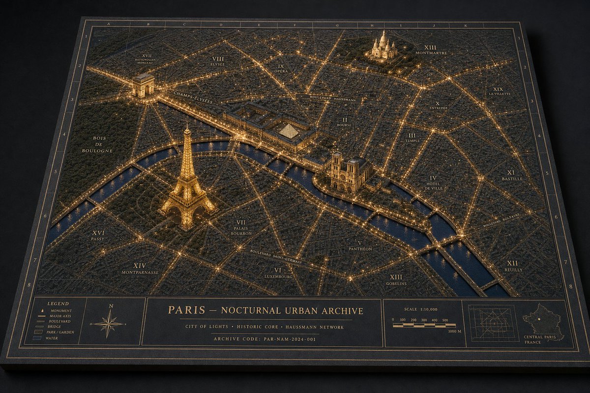 Nocturnal Paris Diorama Map