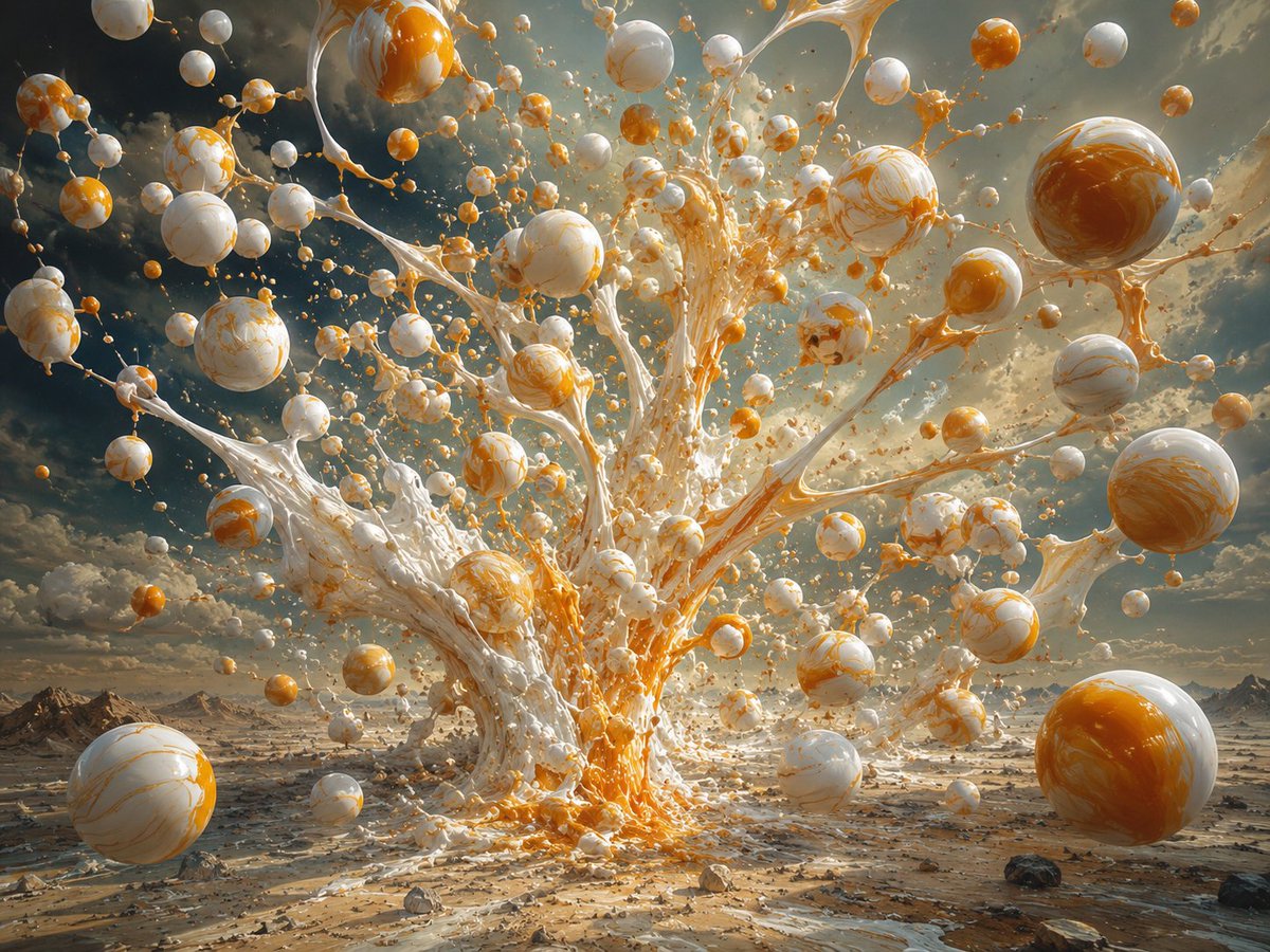 Surreal Orange White Liquid Explosion